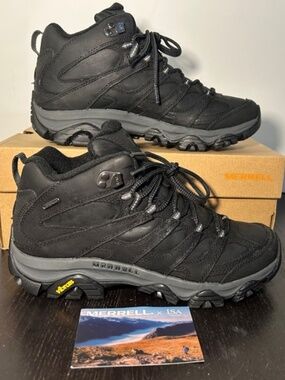 Merrell Moab 3 Prime Mid Waterproof Hiking Boots Shoes Black Mens 8